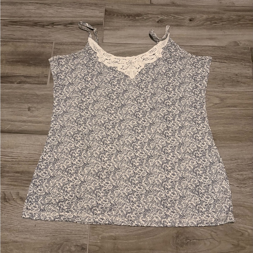 Maurices Blue and White Lace Camisole